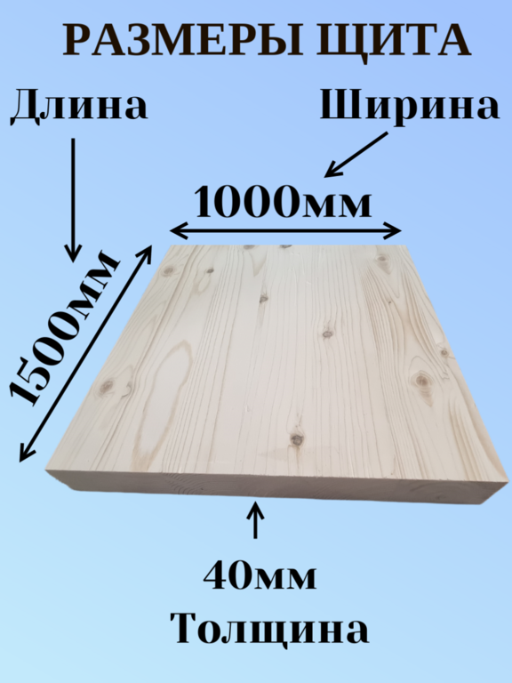 Мебельный щит из Хвои Сорт АВ 1500мм/1000мм/40мм 