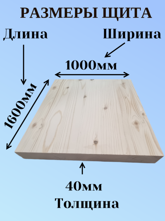 Мебельный щит из Хвои Сорт АВ 1600мм/1000мм/40мм 