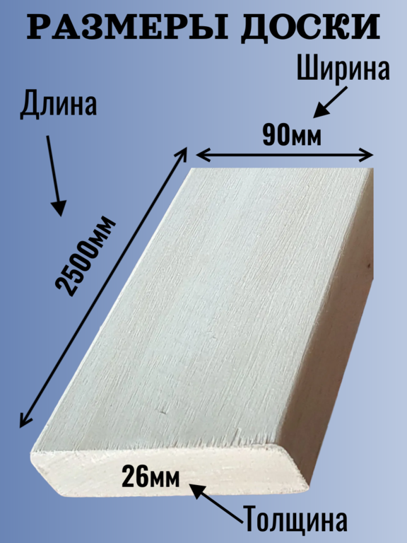 Доска на полок липа Экстра 26мм/90мм/2,5м
