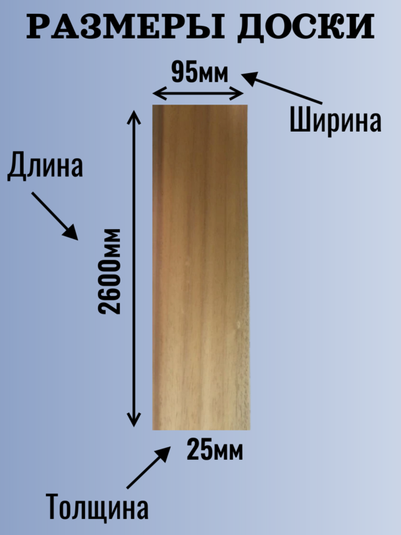 Доска на полок из Африканского Абаша Термо 2.6 м 